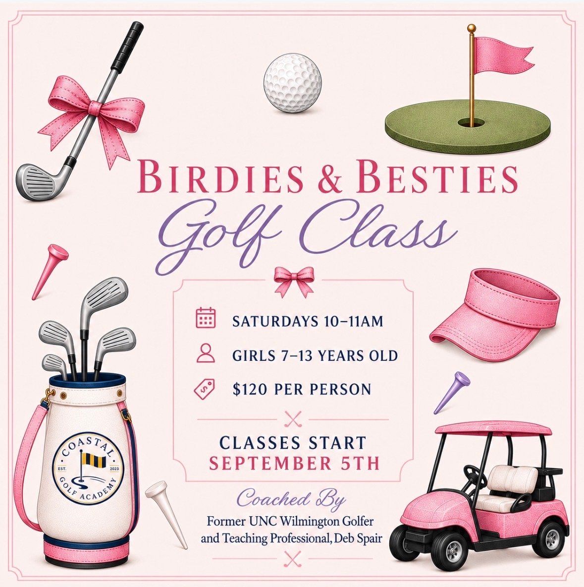 Birdies and Besties Golf Class flyer
